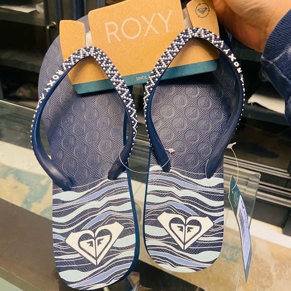 Navy Roxy Flip-Flops - Picture 6 of 7